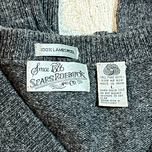 Sears Roebuck and Co. gray lambswool sweater Size Large - Picture 2 of 6